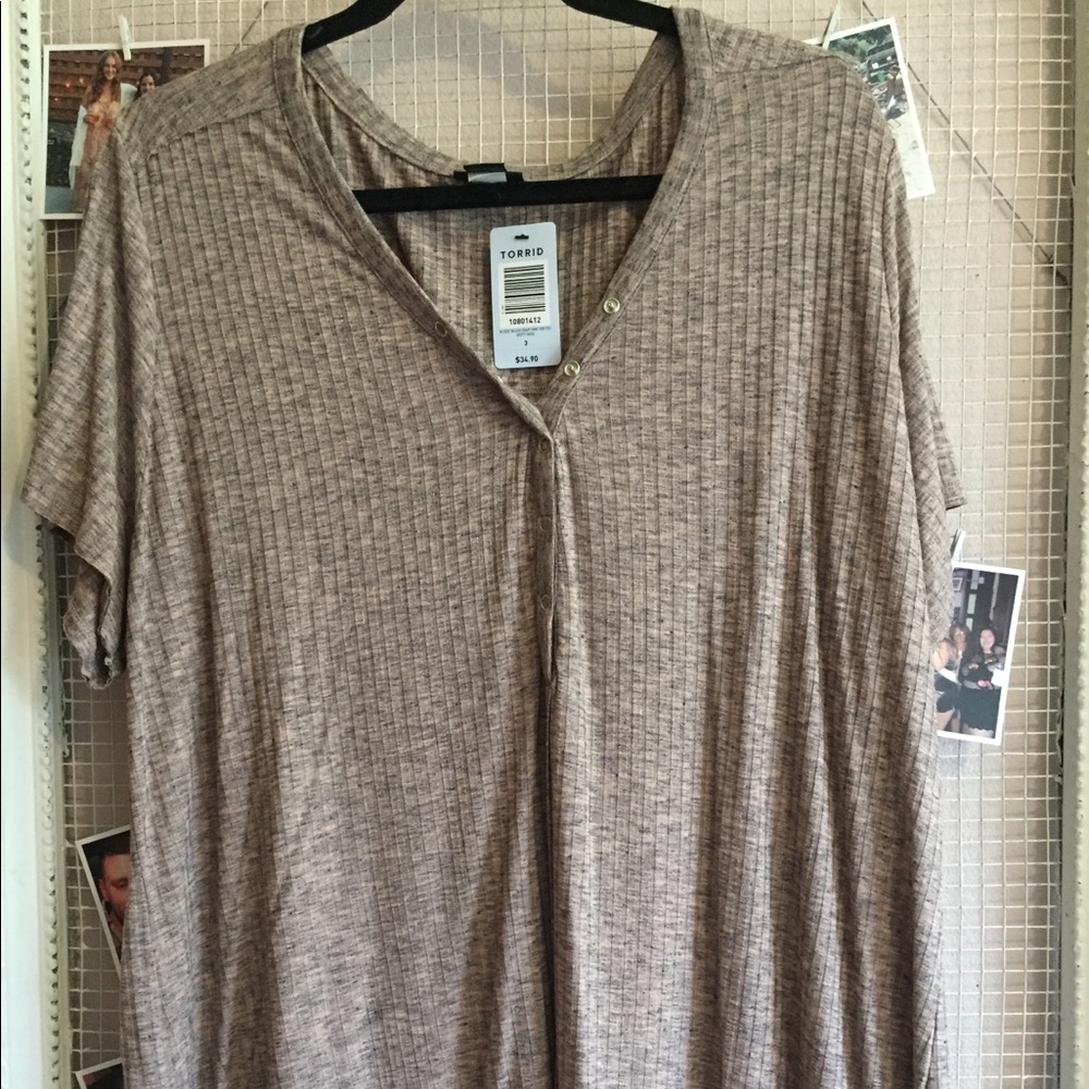 Blush/burnout ribbed tee